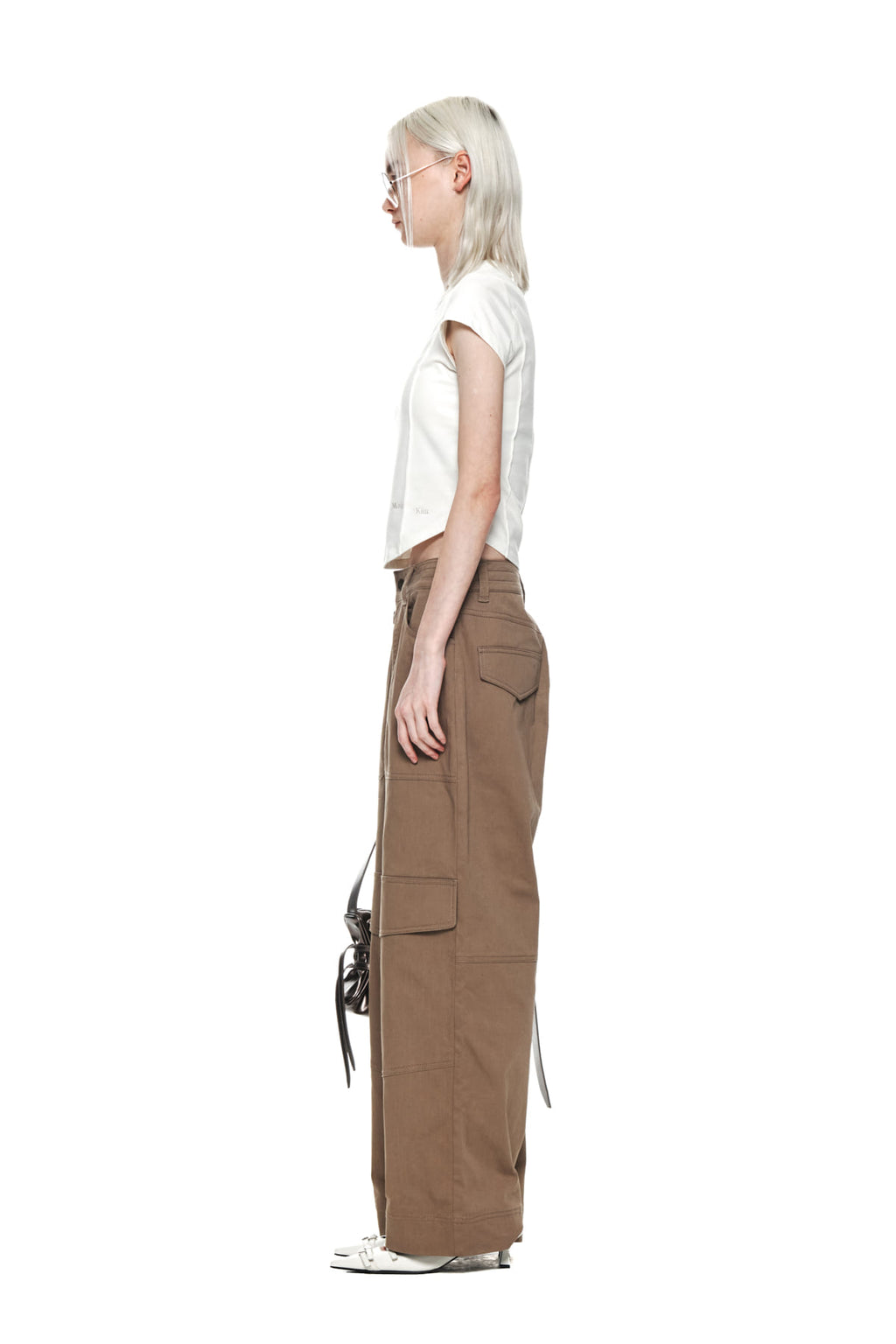 Matin Kim - Knee Big Pocket Cotton Pants (Khaki Brown) product image 6 | TRAB K-Fashion Australia