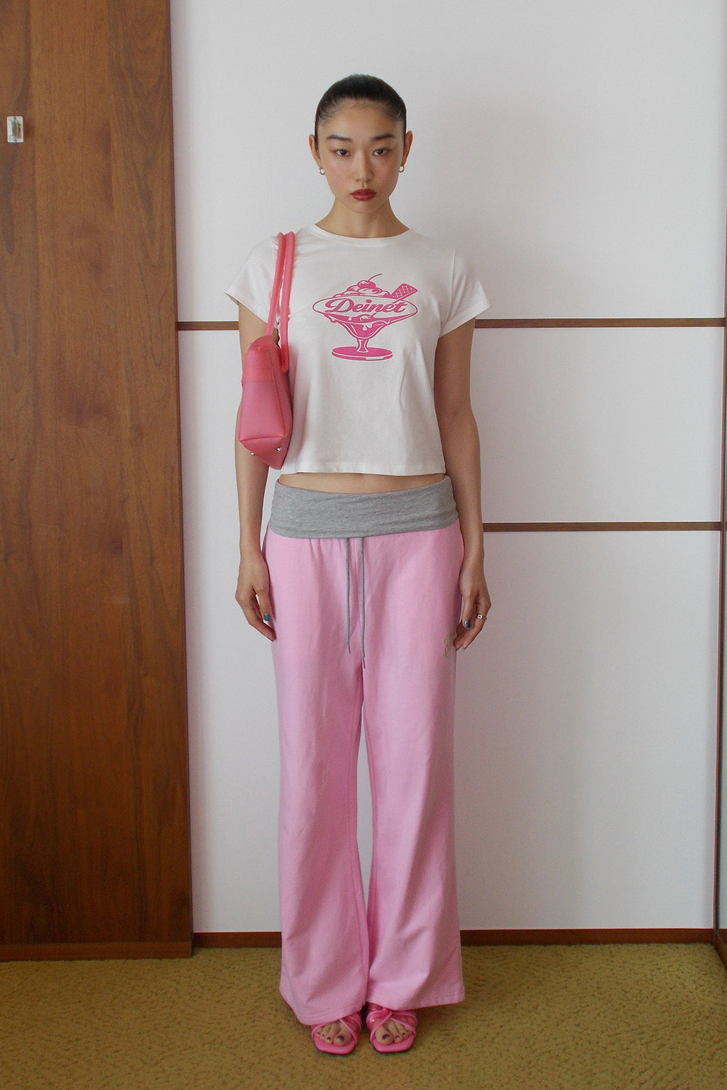 Deinet - Rose Double Sweat Pants (Light Pink) product image 1 | TRAB K-Fashion Australia