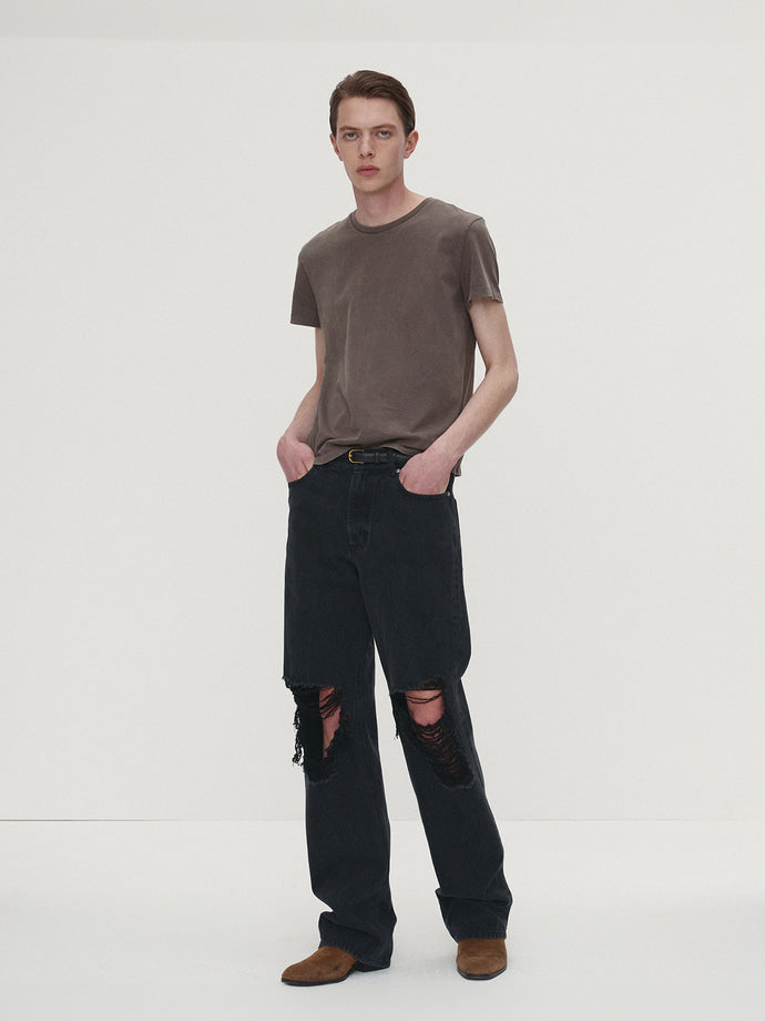 Tonywack - Straight-Leg Destroyed Denim Jeans (Washed Black) product image 2 | TRAB K-Fashion Australia