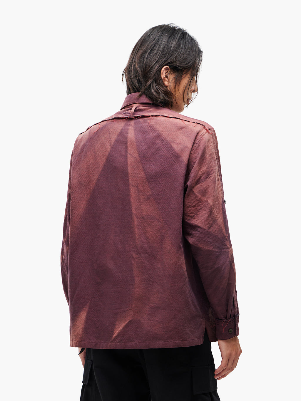 Jiyong Kim - Sun-Bleached Raw-Edge Shirt (Burgundy) product image 5 | TRAB K-Fashion Australia
