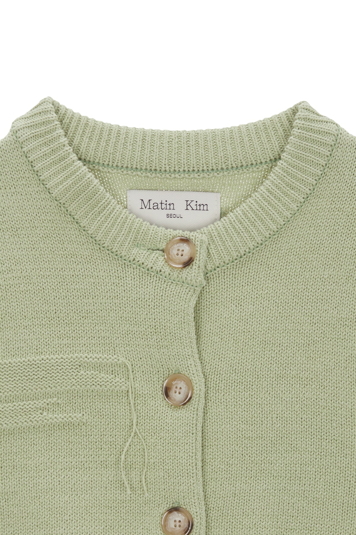 Matin Kim - Damage Round Half Cardigan (Light Green) product image 3 | TRAB K-Fashion Australia