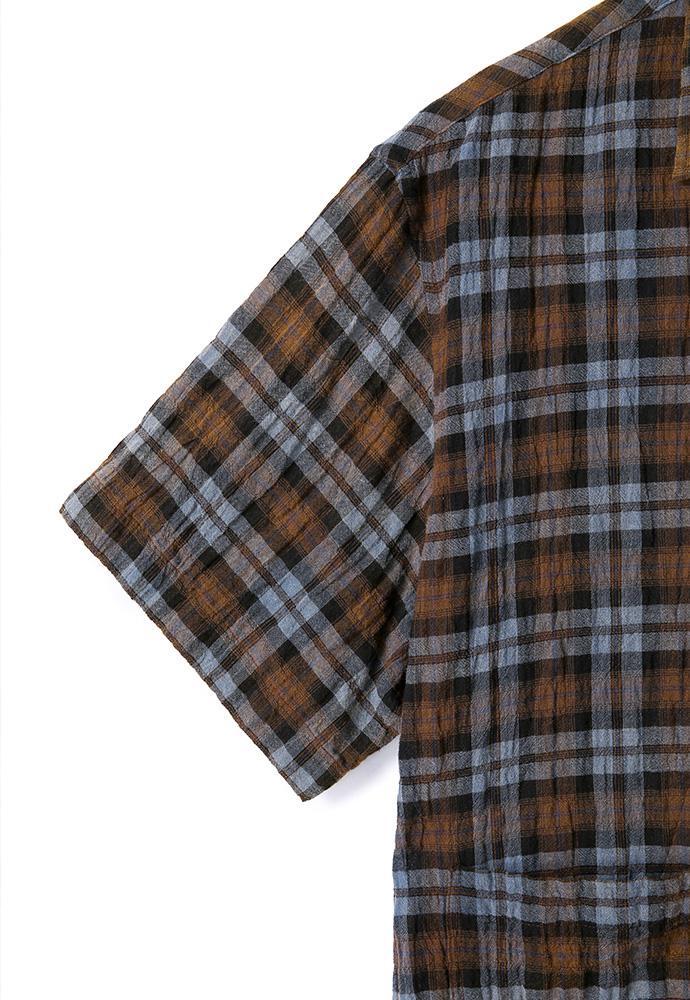 Art if acts - Check Two Pocket Half Shirt (Blue/Brown) product image 14 | TRAB K-Fashion Australia