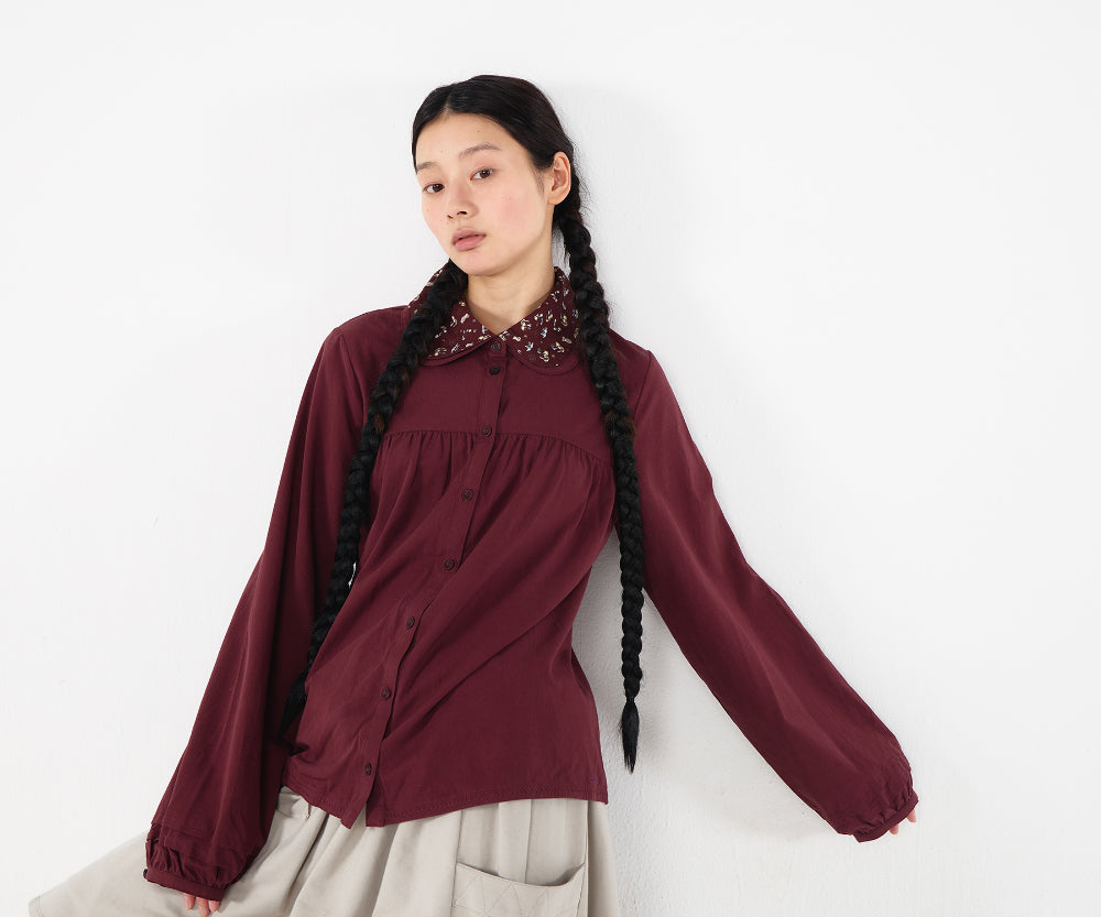 Coyseio - Graphic Round Collar Shirt (Wine) product image 4 | TRAB K-Fashion Australia