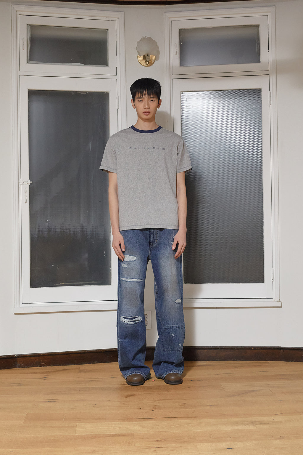 Matin Kim - Color Line Point Logo Top (Grey) product image 11 | TRAB K-Fashion Australia