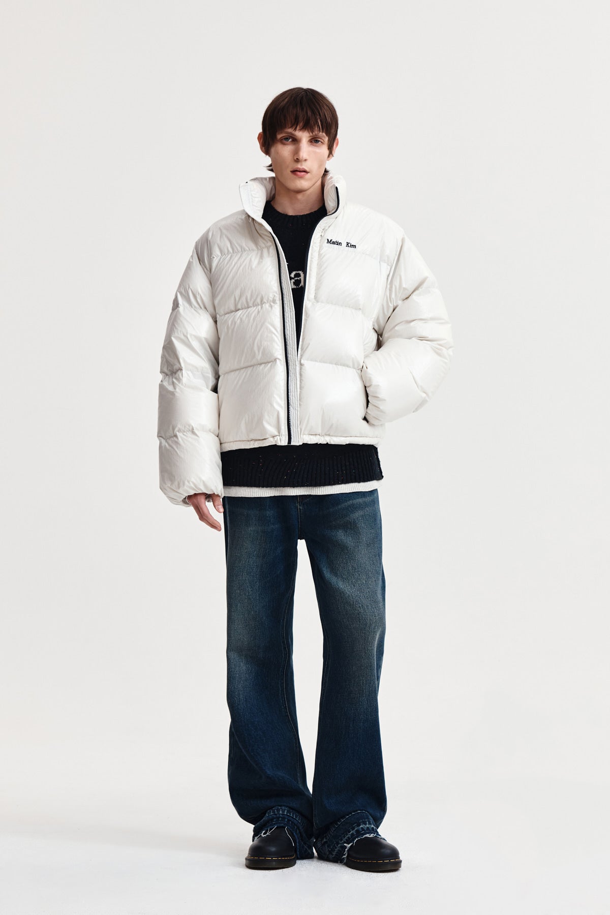 Matin Kim - Small Logo Volume Down Jumper (Ivory) product image 9 | TRAB K-Fashion Australia