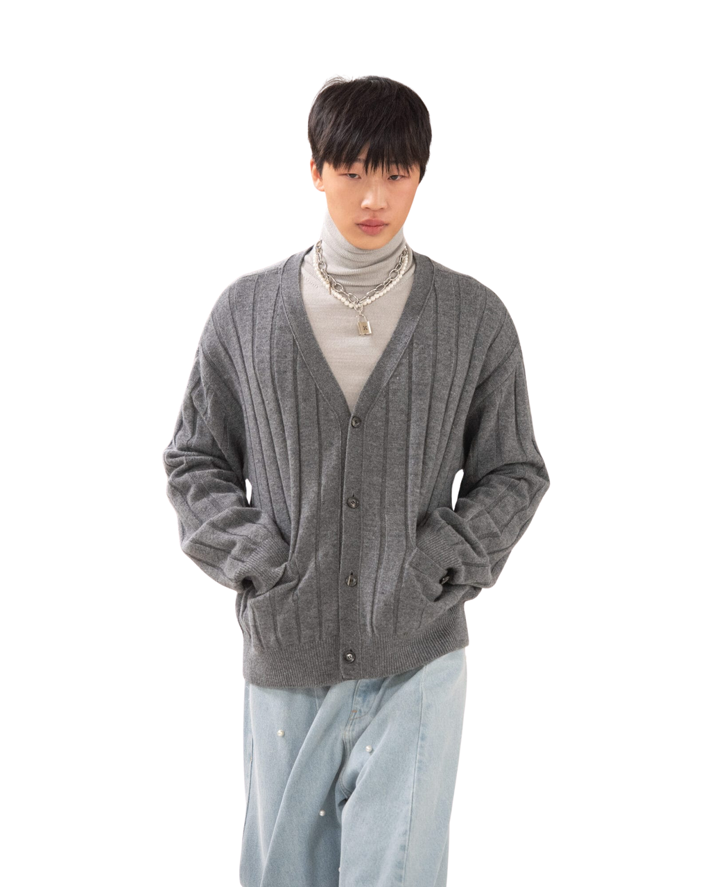 Kimhe Kim - Turtle Neck Sweater (Light Melange Grey) product image 2 | TRAB K-Fashion Australia