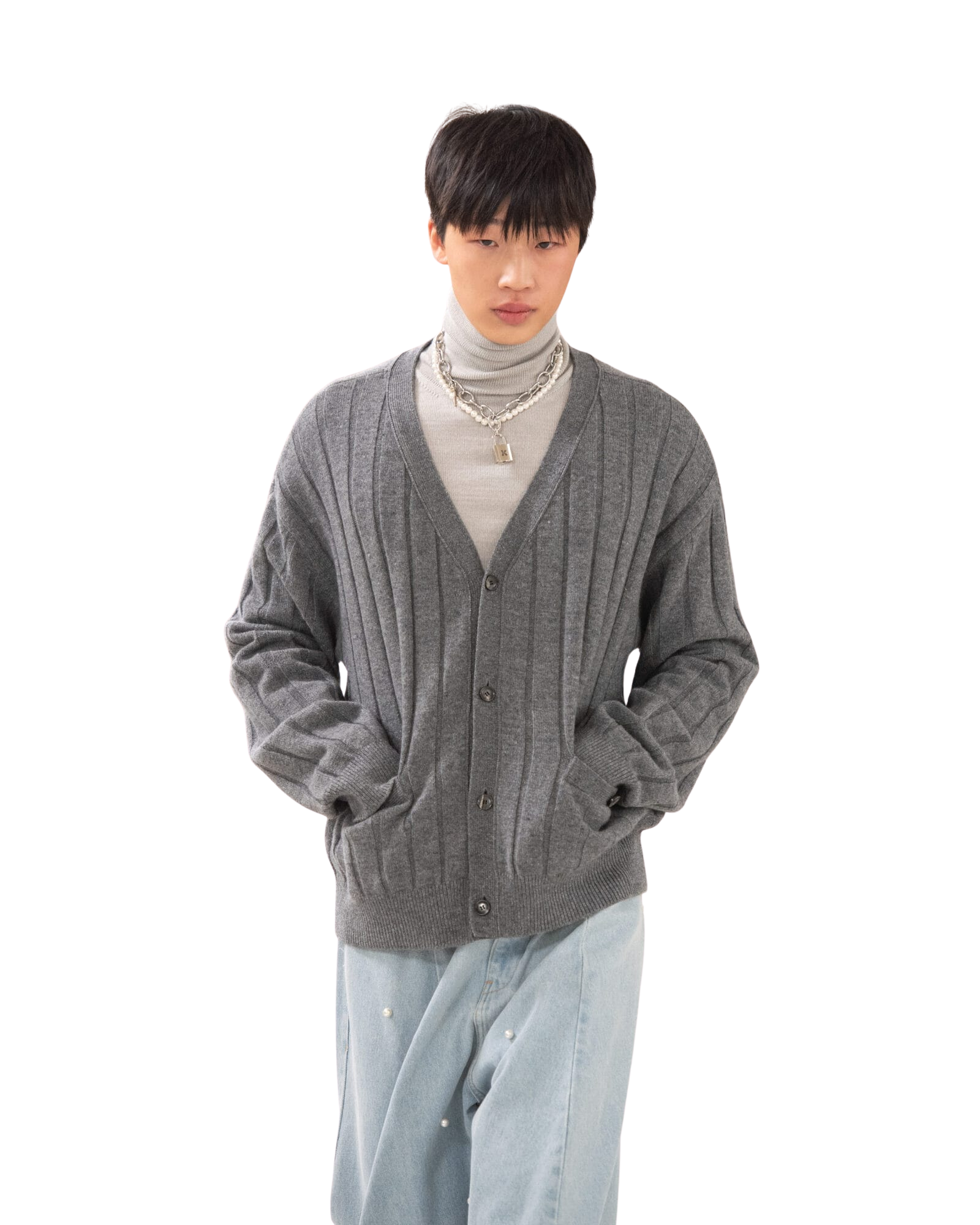 Kimhe Kim - Turtle Neck Sweater (Light Melange Grey) product image 2 | TRAB K-Fashion Australia