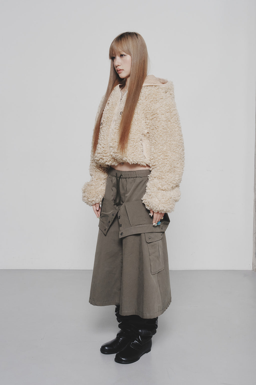 Deinet - Faux Fur Hood Jacket (Beige) product image 2 | TRAB K-Fashion Australia