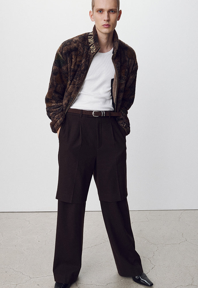 Tonywack - Leaf Camo Printed Fleece Jacket (Brown) product image 1 | TRAB K-Fashion Australia