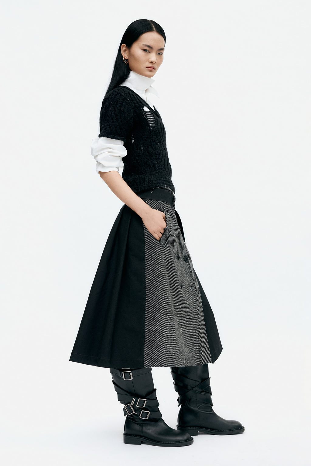 Andersson Bell - Cap Sleeve Sweater Layered Top (Black) product image 8 | TRAB K-Fashion Australia