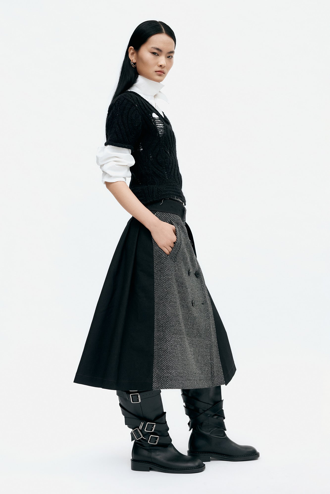 Andersson Bell - Cap Sleeve Sweater Layered Top (Black) product image 8 | TRAB K-Fashion Australia