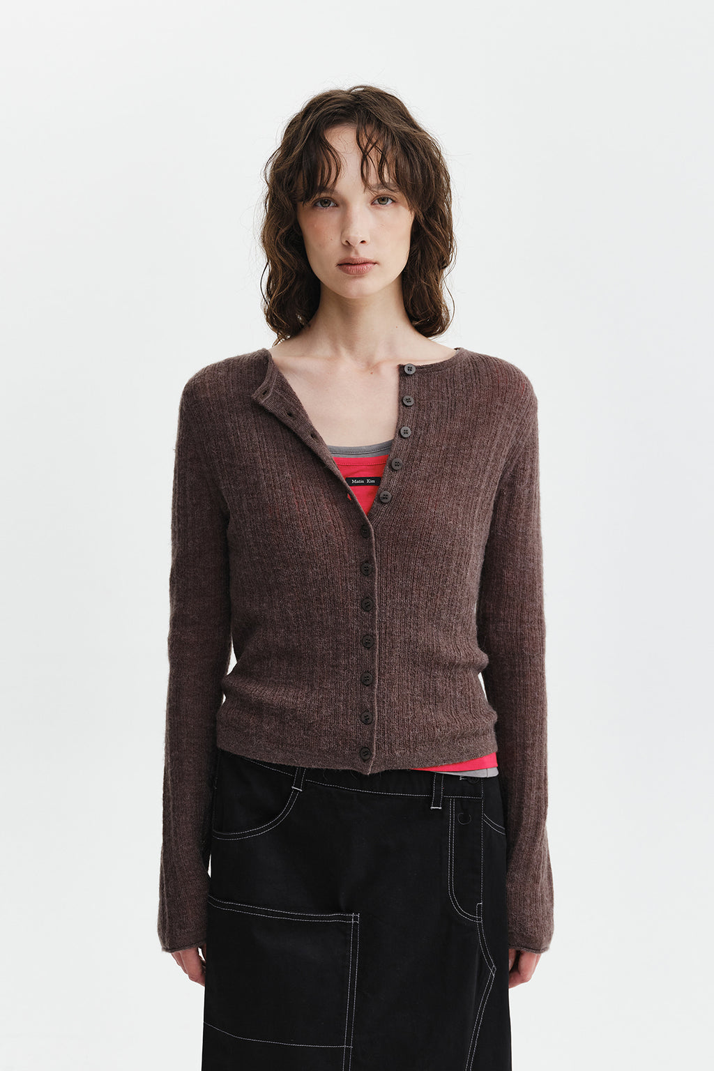 Matin Kim - Two Way Texture Knit Top (Khaki Brown) product image 6 | TRAB K-Fashion Australia