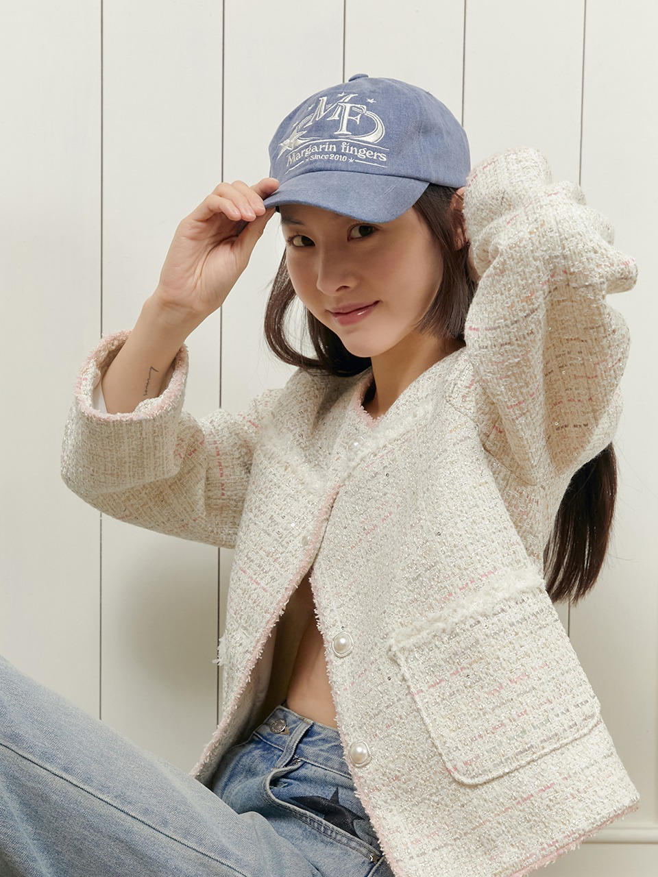 Margarin Fingers - Starry Logo Camp Cap (Blue) product image 1 | TRAB K-Fashion Australia