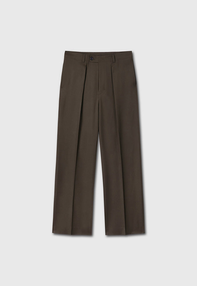 Tonywack - Wool Twill Pleated Wide Trousers (Brown) product image 8 | TRAB K-Fashion Australia