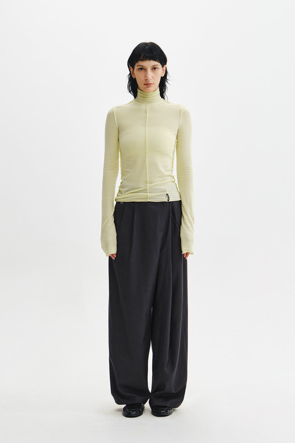 Matin Kim - Raw Cut High Neck Top (Lime) product image 7 | TRAB K-Fashion Australia