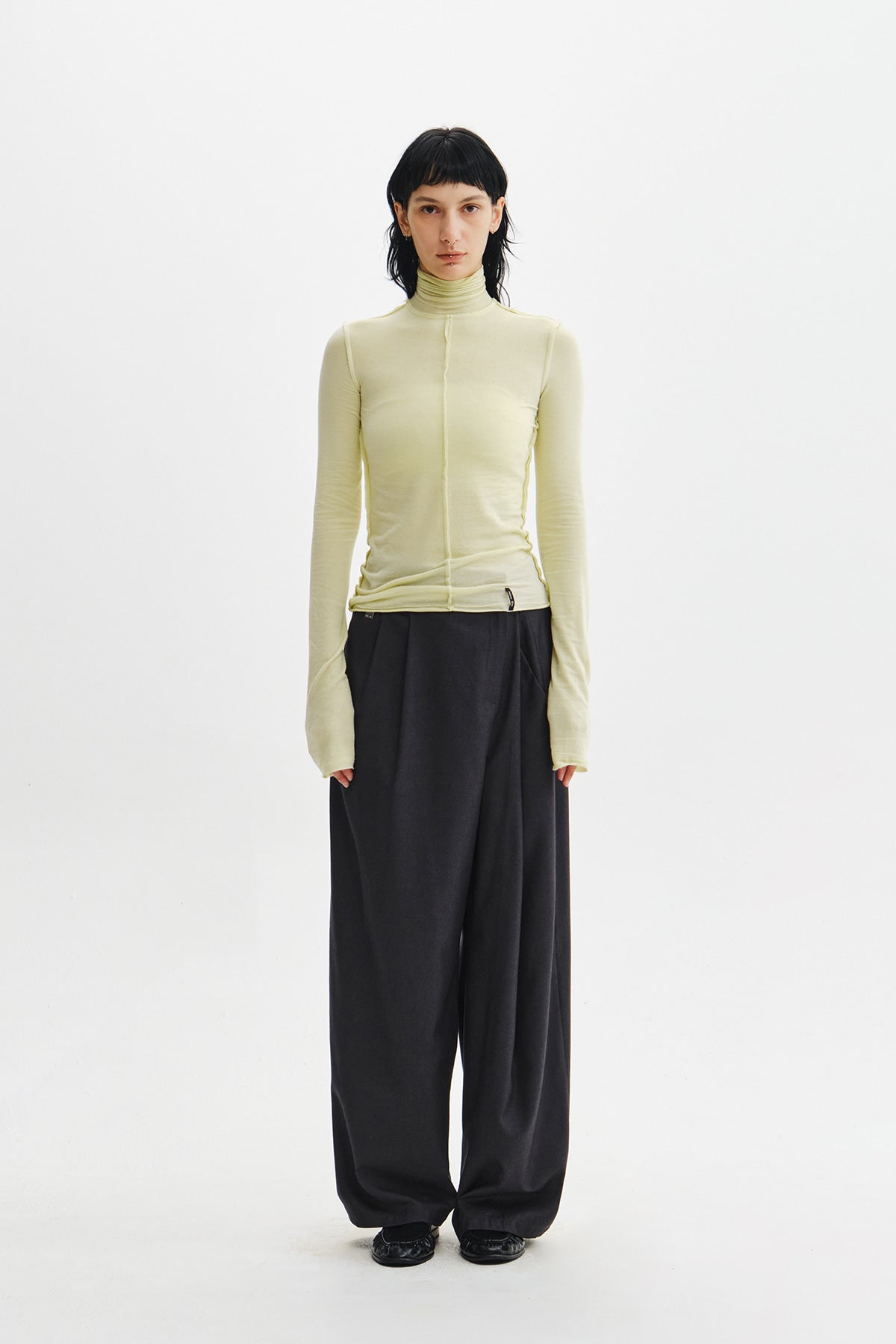 Matin Kim - Raw Cut High Neck Top (Lime) product image 7 | TRAB K-Fashion Australia