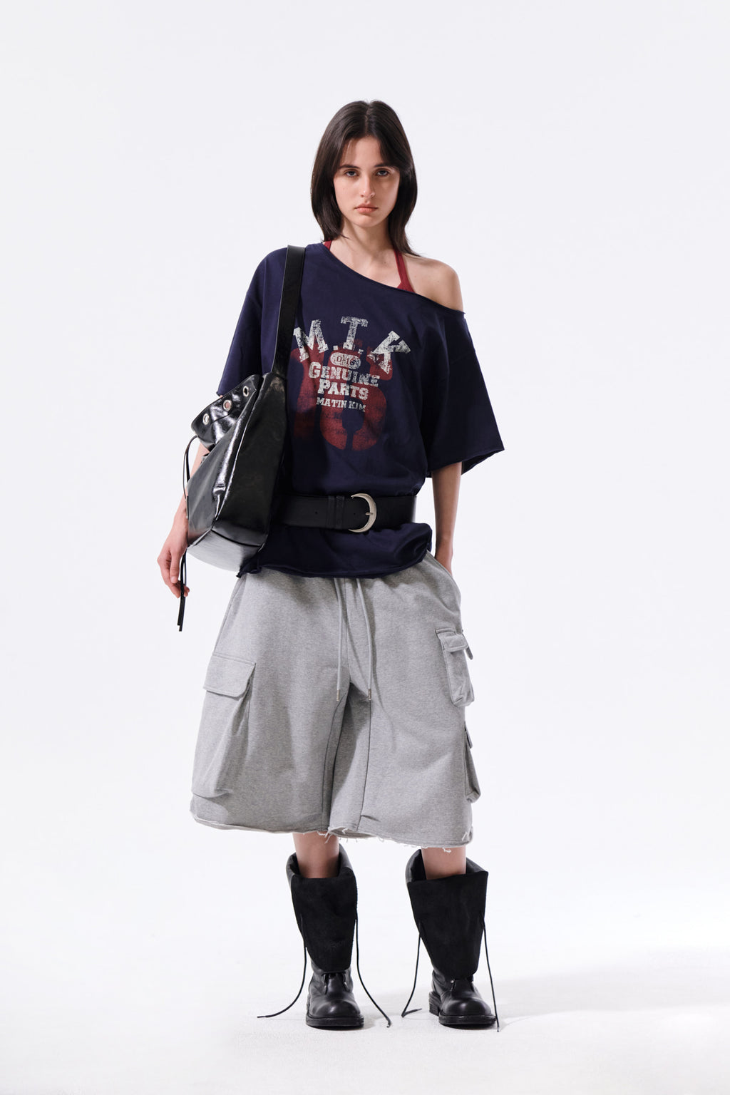 Matin Kim - Mtk 16 Graffiti Logo Asymmetric Top (Navy) product image 9 | TRAB K-Fashion Australia