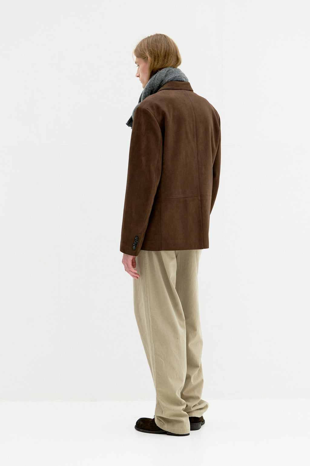 Coor - Fake Suede 3-Button Blazer (Dark Brown) product image 4 | TRAB K-Fashion Australia