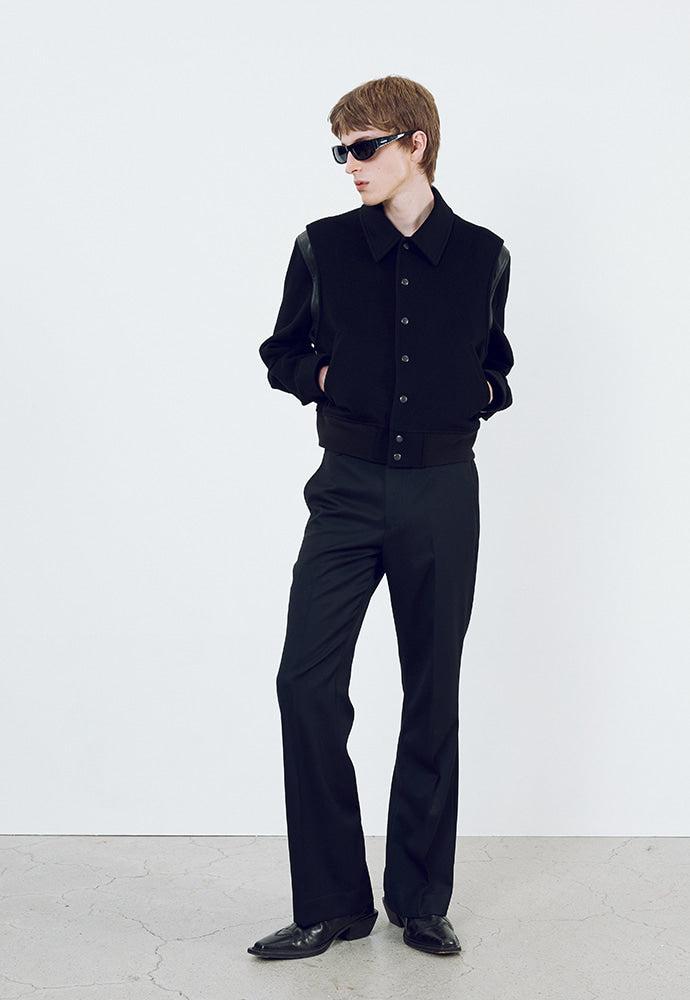 Tonywack - Leather-Trimmed Cropped Bomber Jacket (Black) product image 4 | TRAB K-Fashion Australia