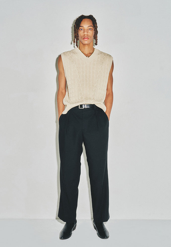 Tonywack - Cotton Twist V-Cable Knit Vest (Natural) product image 7 | TRAB K-Fashion Australia