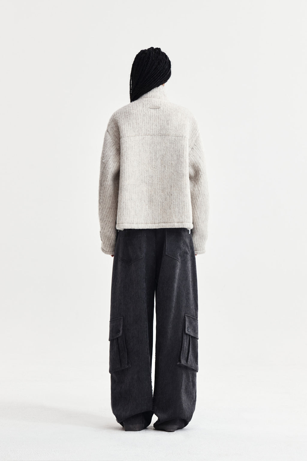 Matin Kim - Big Pocket Two Tone Wide Pants (Charcoal) product image 7 | TRAB K-Fashion Australia