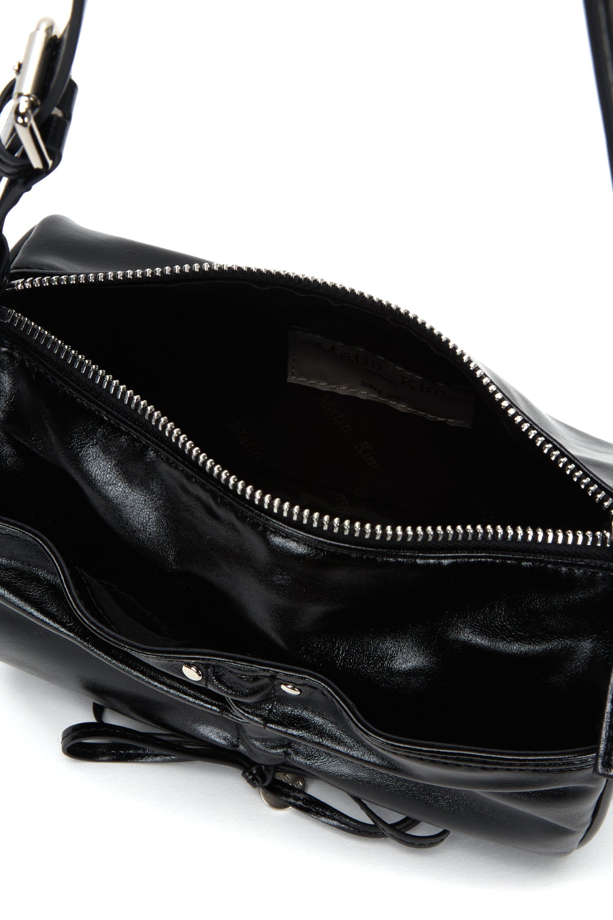 Matin Kim - Front Shirring Ribbon Mini Bag (Black) product image 4 | TRAB K-Fashion Australia