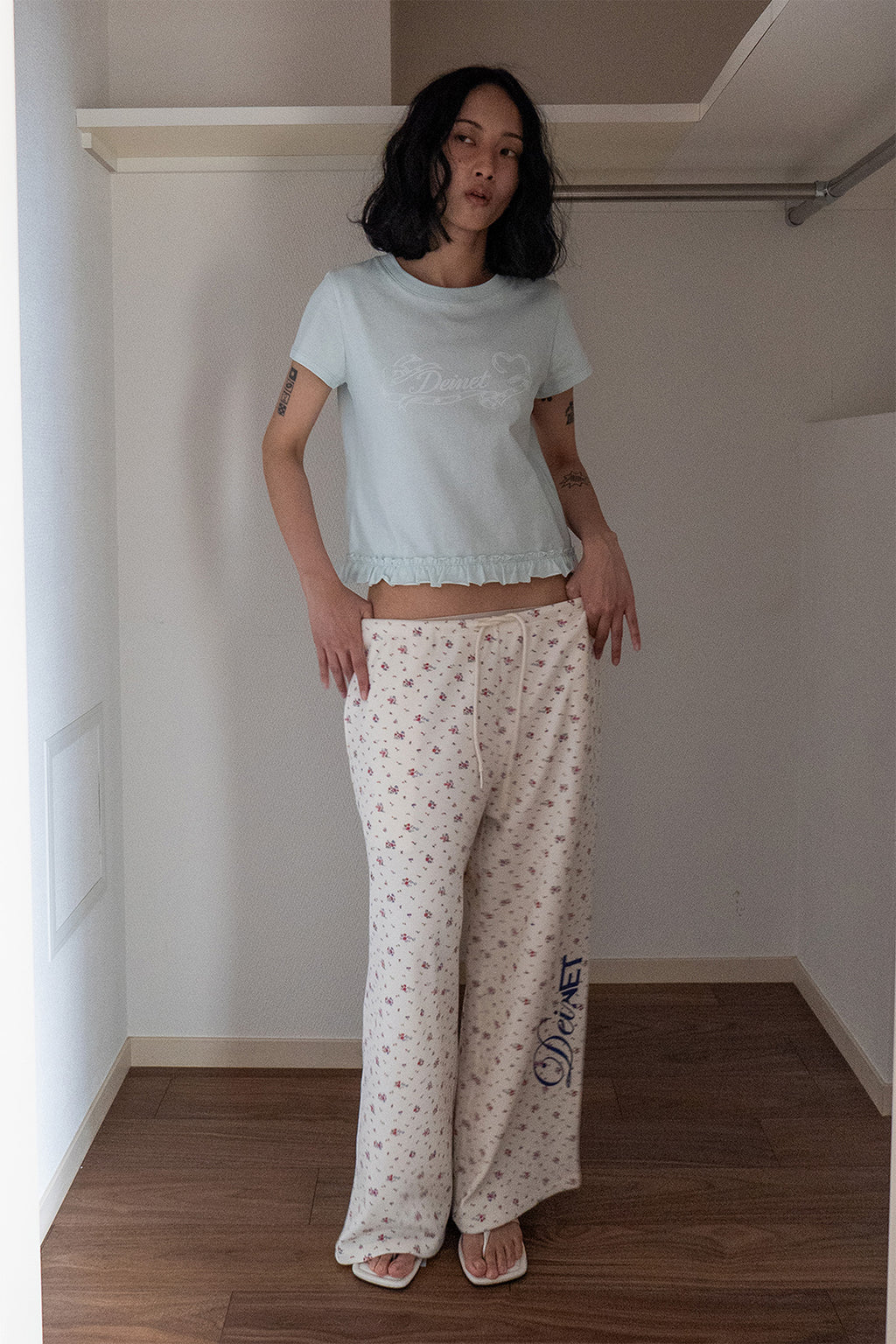 Deinet - Soft Waffle Flower Jersey Pants (Ivory) product image 4 | TRAB K-Fashion Australia
