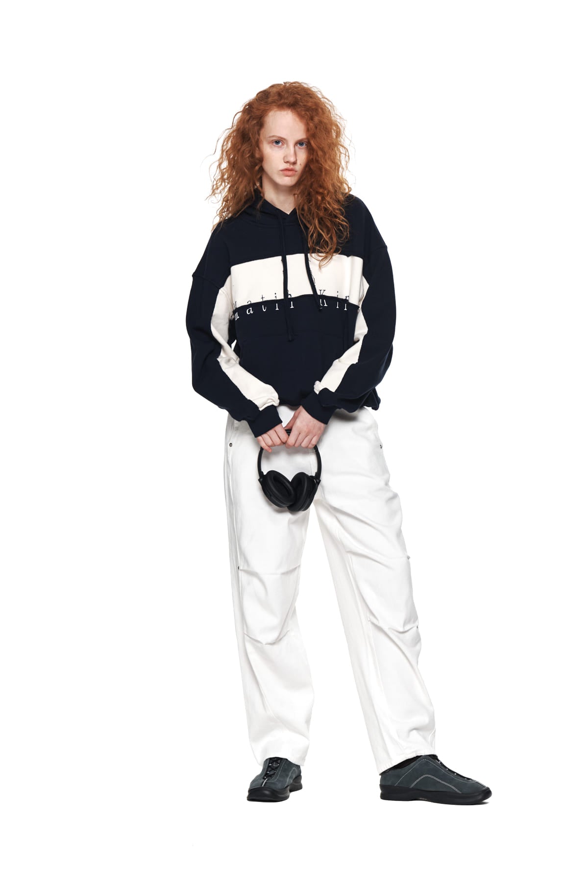 Matin Kim - Cutted Logo Hoody (Navy) product image 9 | TRAB K-Fashion Australia