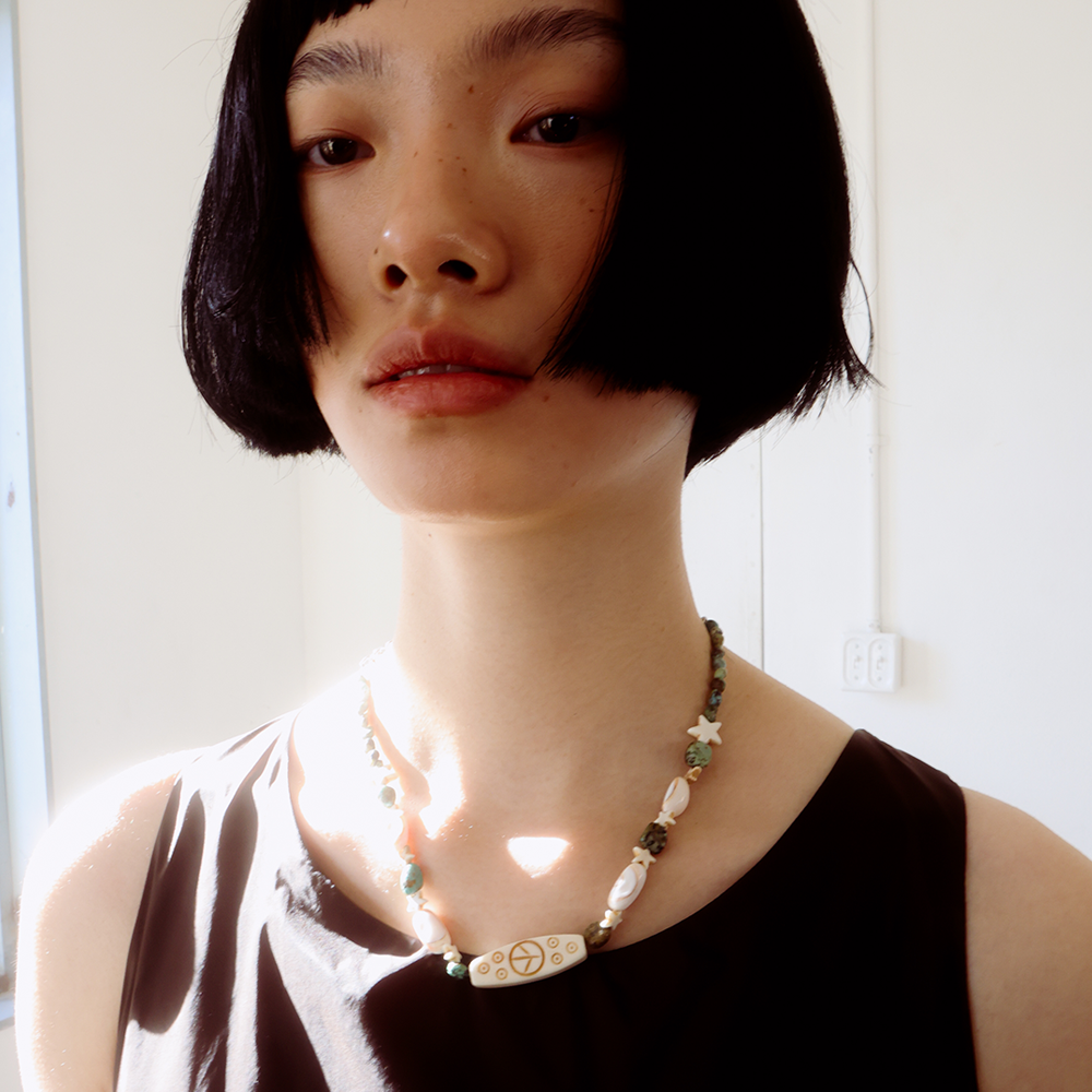 Towtow Archive - Peace Bar Stone Necklace (Green) product image 5 | TRAB K-Fashion Australia