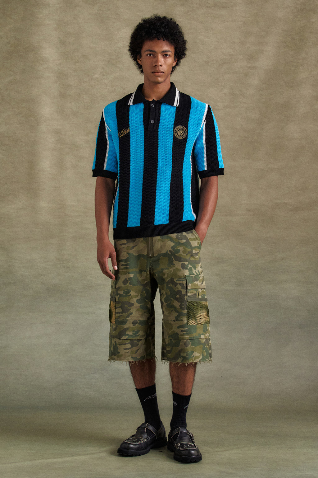 Andersson Bell - Stripe Soccer Polo Sweater (Black/Blue) product image 2 | TRAB K-Fashion Australia