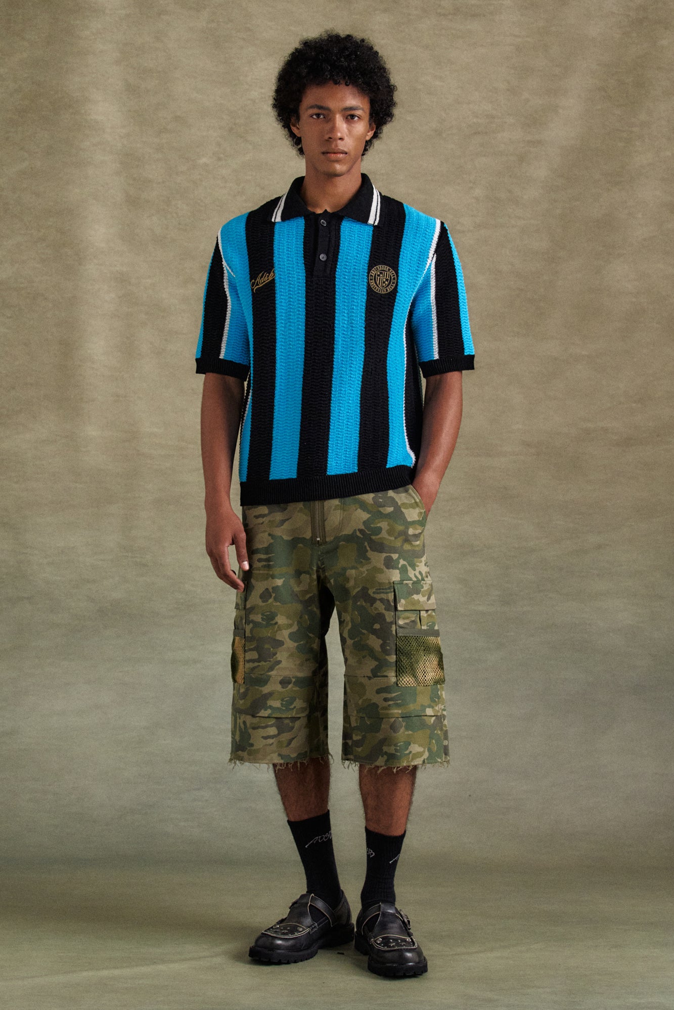 Andersson Bell - Stripe Soccer Polo Sweater (Black/Blue) product image 2 | TRAB K-Fashion Australia