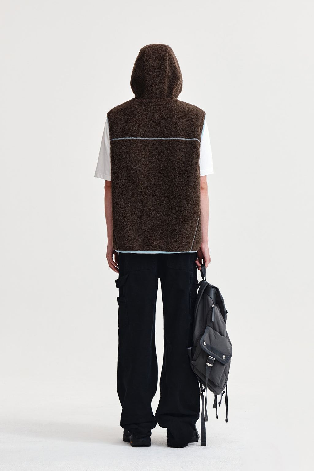 Matin Kim - Fleece Hoody Vest (Dark Brown) product image 12 | TRAB K-Fashion Australia