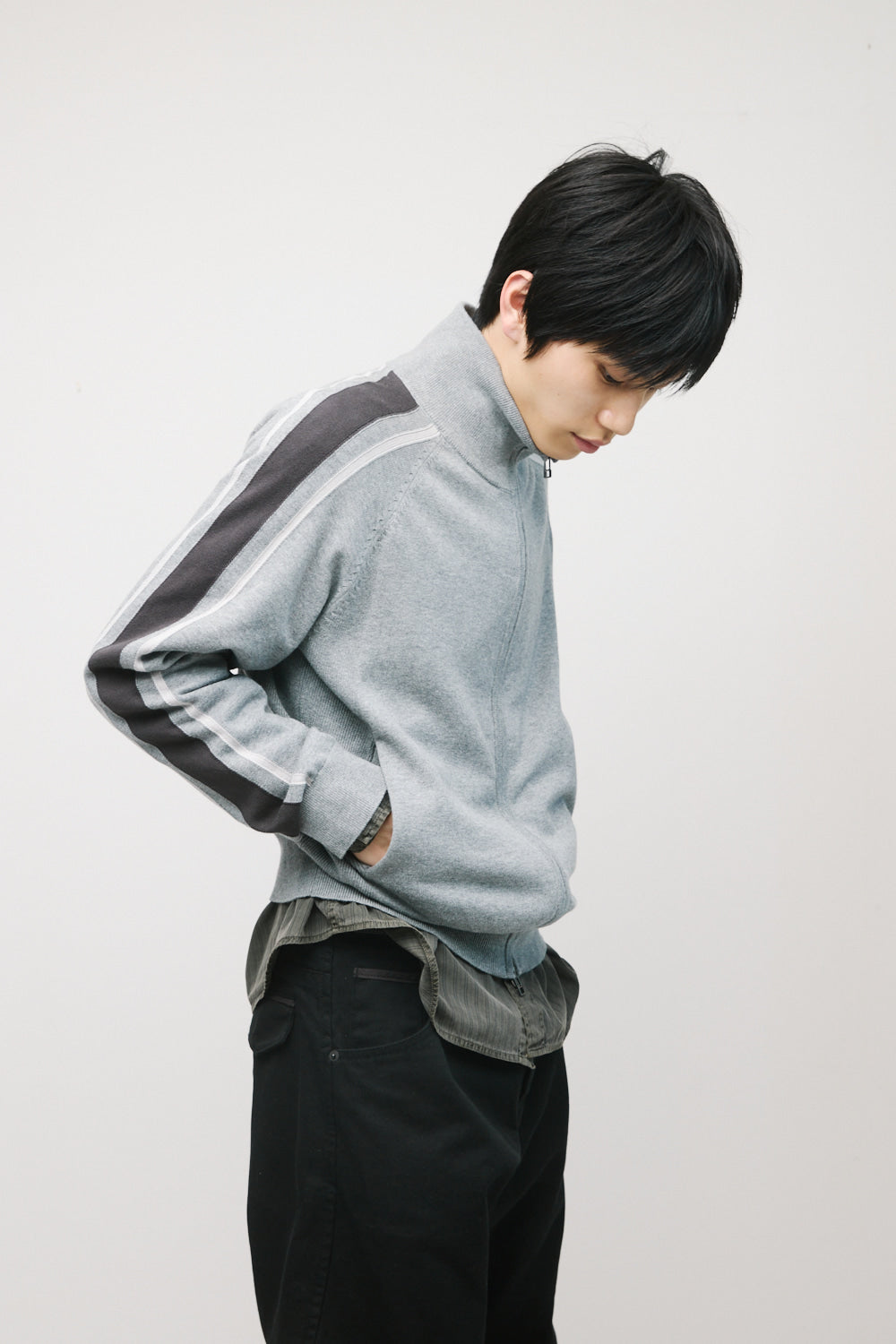 Hatchingroom - Track Zip Knit Cardigan (Grey) product image 8 | TRAB K-Fashion Australia