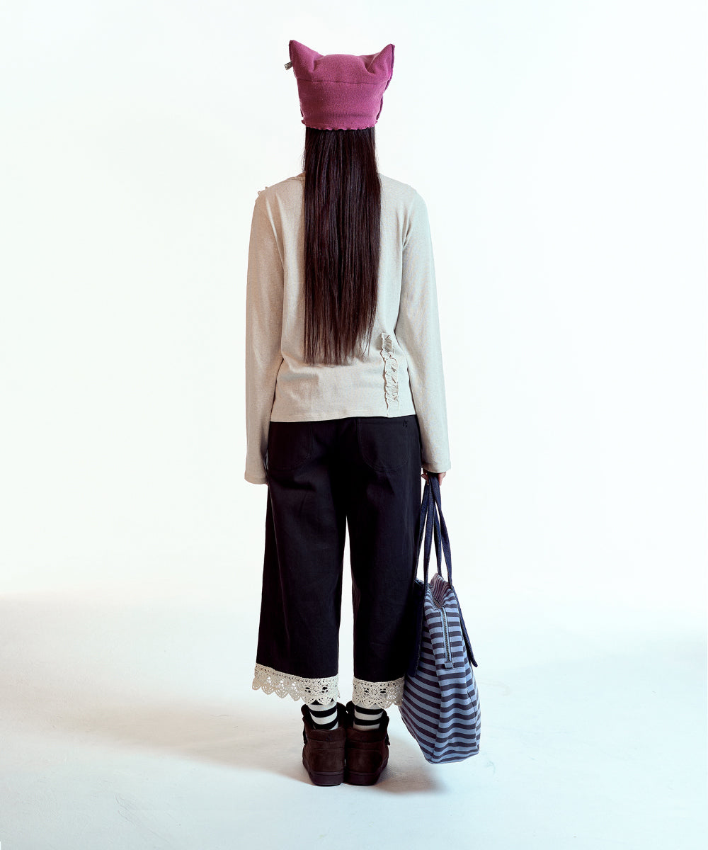 Coyseio - Double Ruffle Long Sleeve (Oatmeal) product image 11 | TRAB K-Fashion Australia