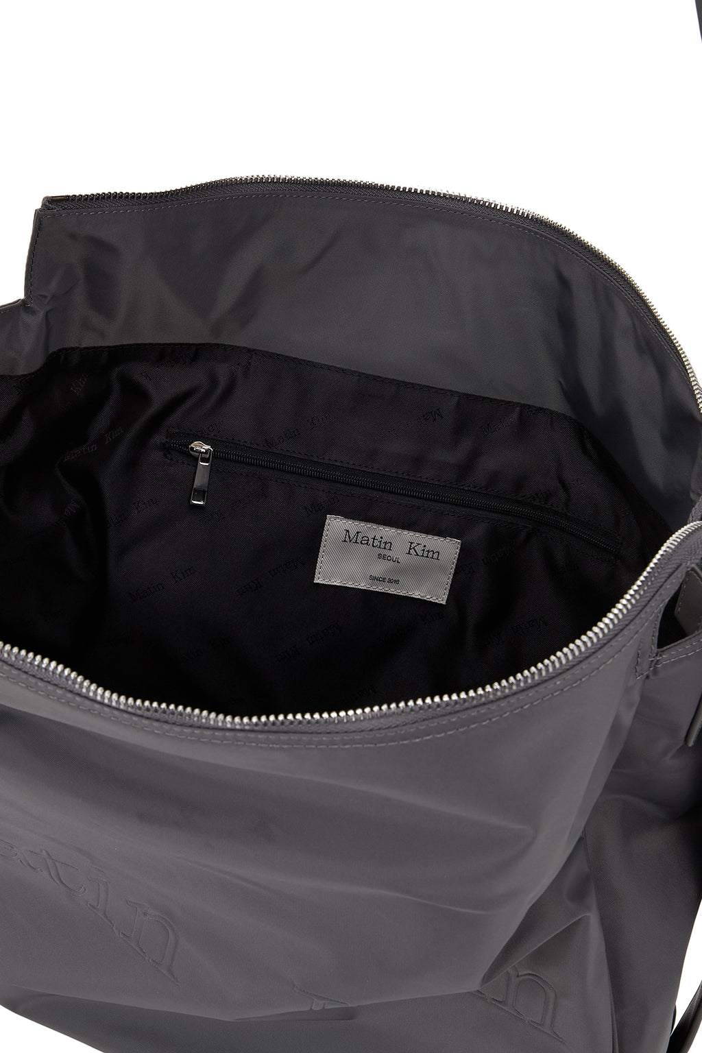 Matin Kim - Embossed Logo Fabric Shoulder Bag (Charcoal) product image 4 | TRAB K-Fashion Australia