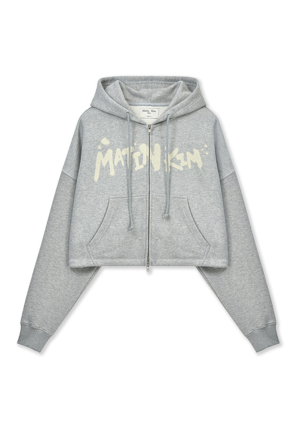 Matin Kim - Graffiti Logo Crop Hoody Zip Up (Grey) product image 1 | TRAB K-Fashion Australia