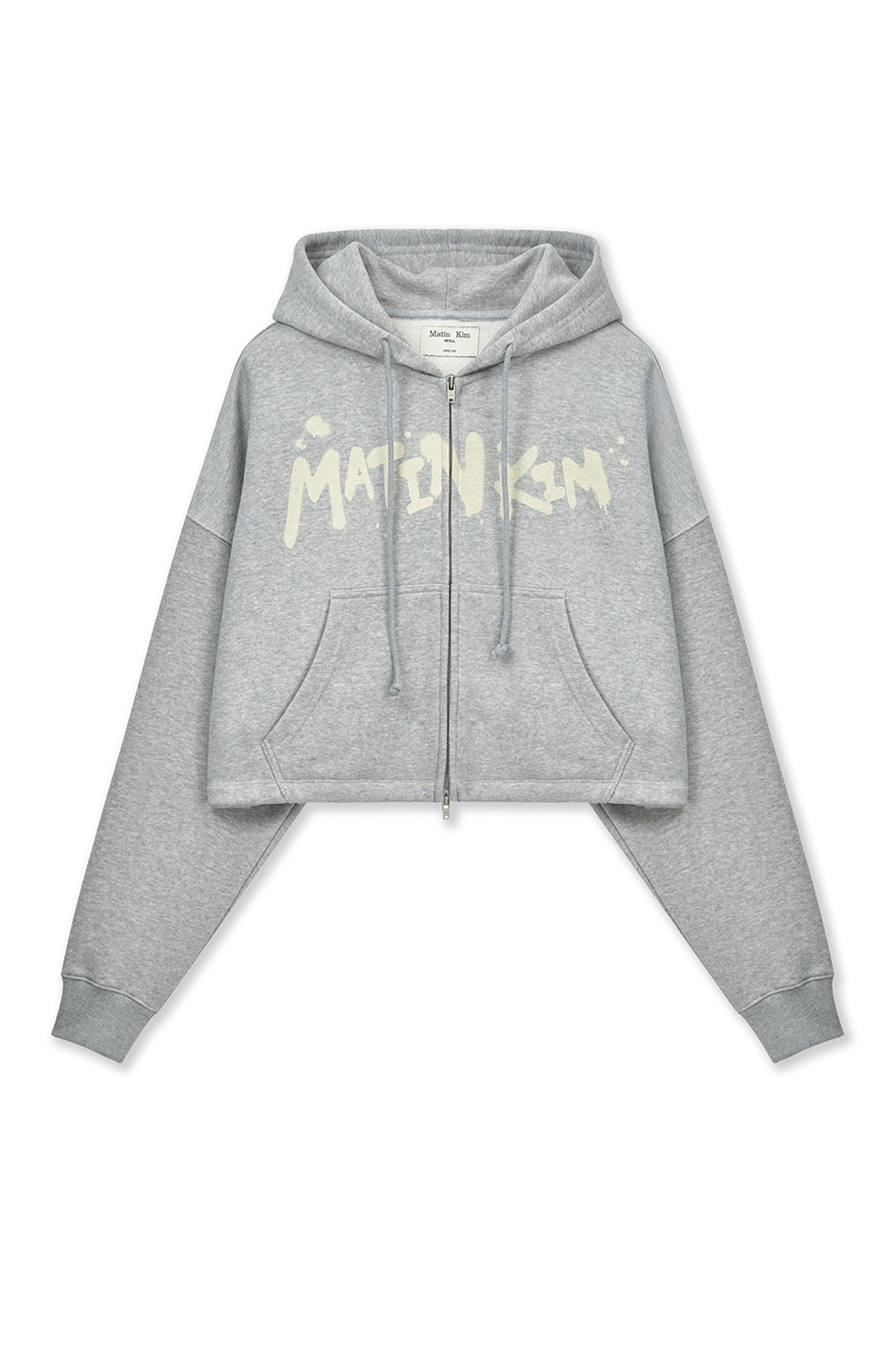 Matin Kim - Graffiti Logo Crop Hoody Zip Up (Grey) product image 1 | TRAB K-Fashion Australia