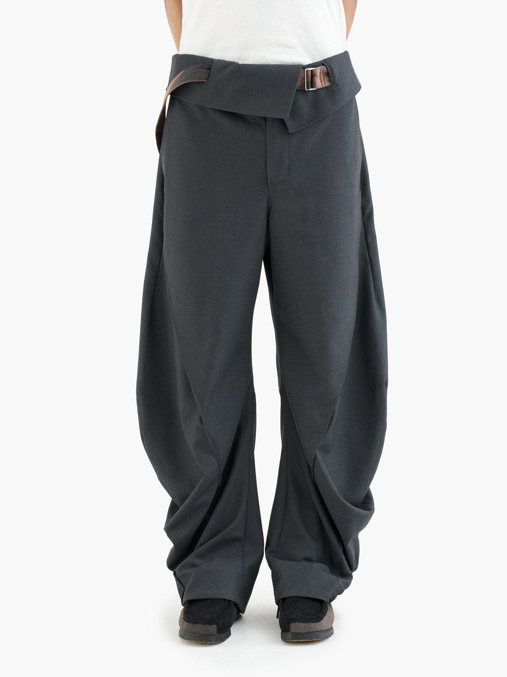 Jiyong Kim - Sun-Bleached Curved Trousers (Dark Grey) product image 5 | TRAB K-Fashion Australia