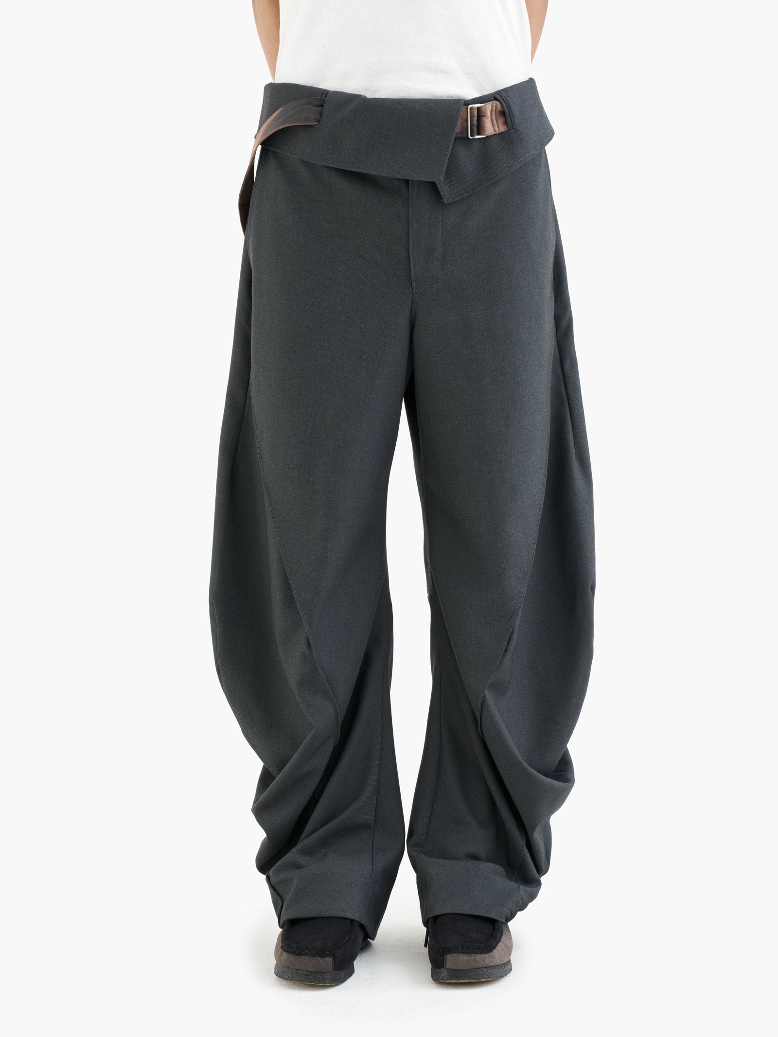 Jiyong Kim - Sun-Bleached Curved Trousers (Dark Grey) product image 5 | TRAB K-Fashion Australia