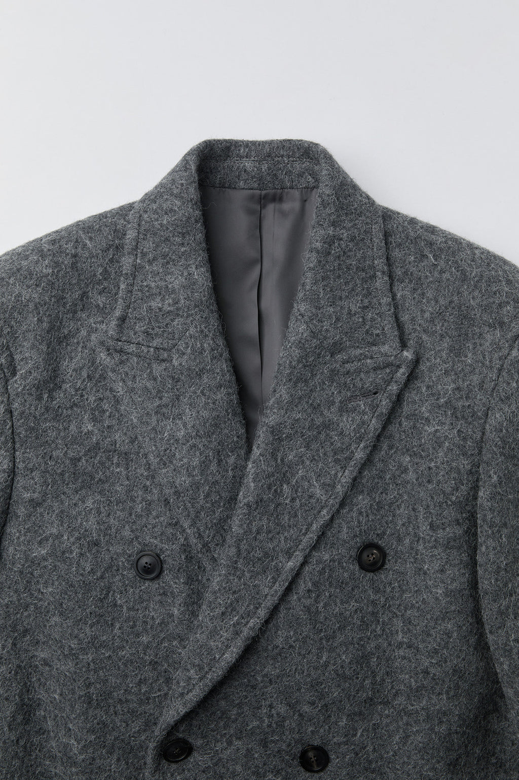 Coor - Hairy Peaked Lapel Double Coat (Melange Gray) product image 5 | TRAB K-Fashion Australia