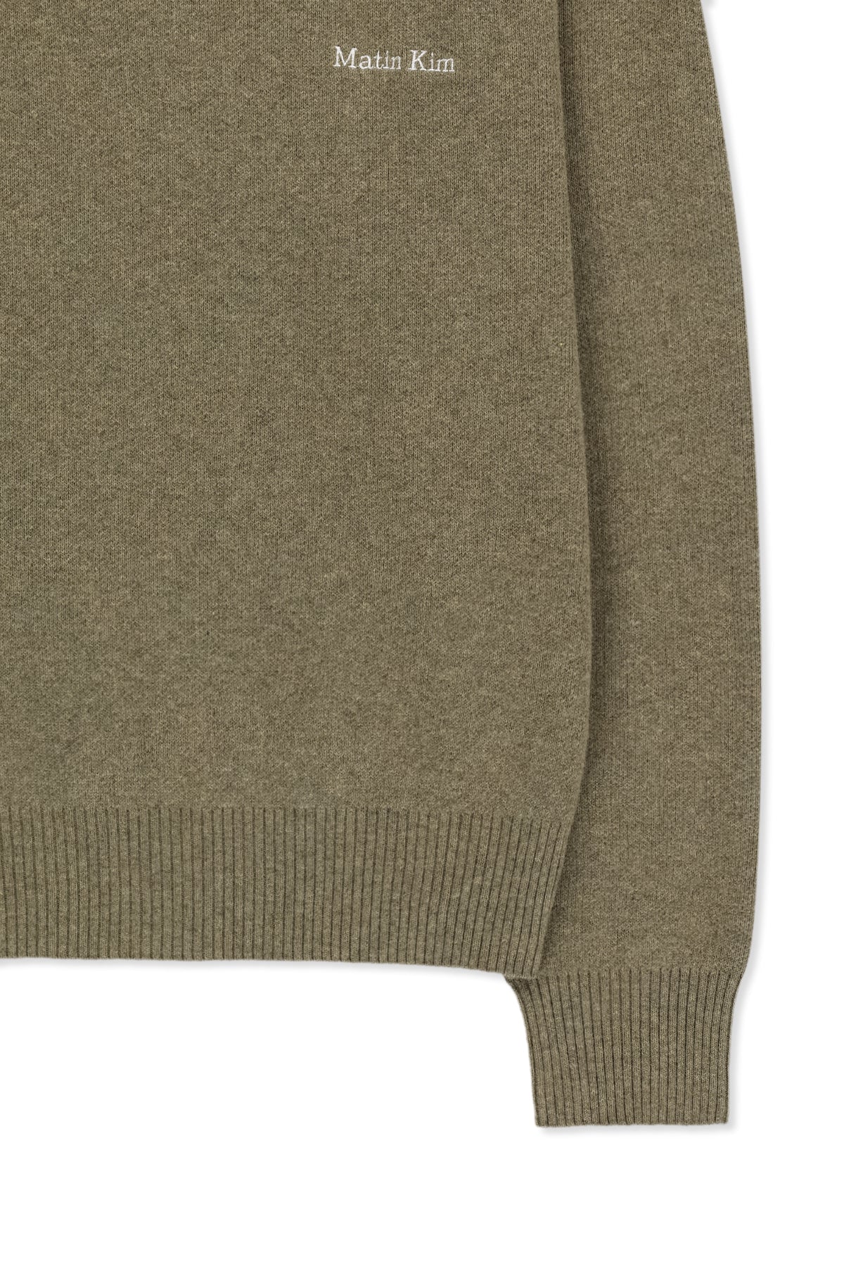 Matin Kim - Calligraphy Back Logo Knit Pullover (Khaki) product image 5 | TRAB K-Fashion Australia