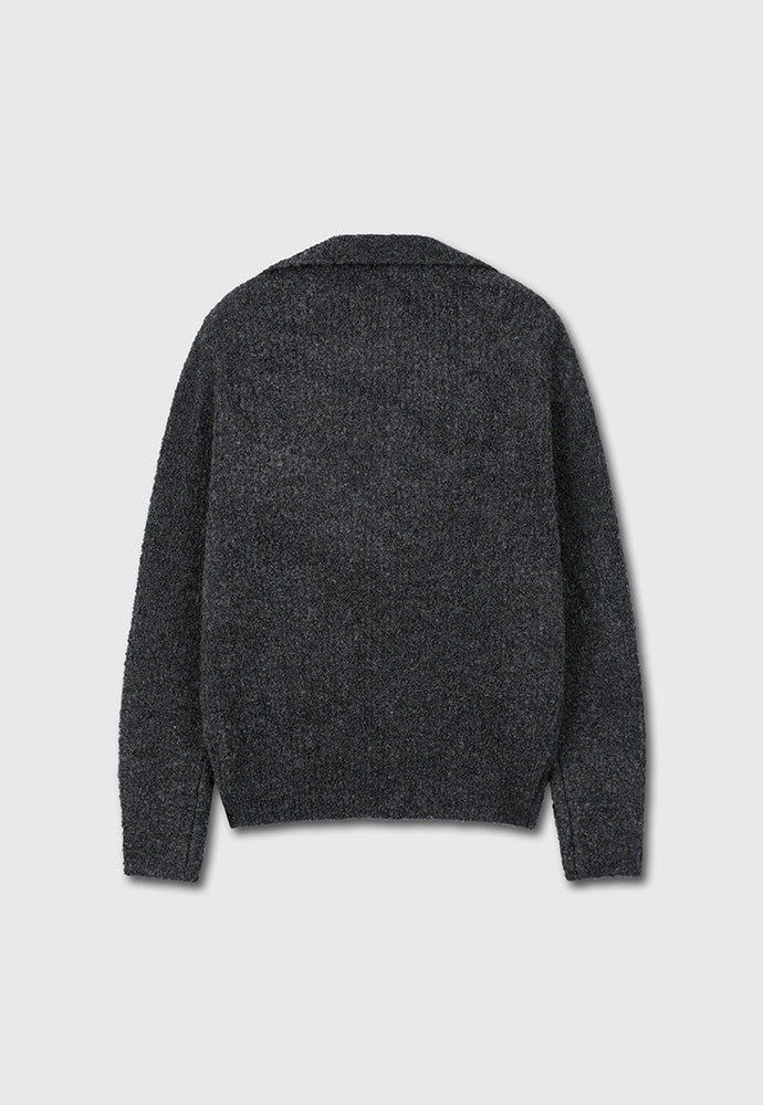 Tonywack - Wool Blend Boucle Zip Sweater (Dark Grey) product image 7 | TRAB K-Fashion Australia