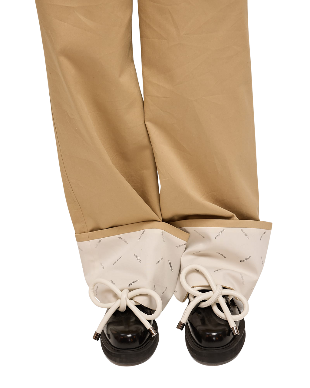 Kimhe Kim - Bicolor Logo Printed Rolled Up Pants (Beige) product image 6 | TRAB K-Fashion Australia