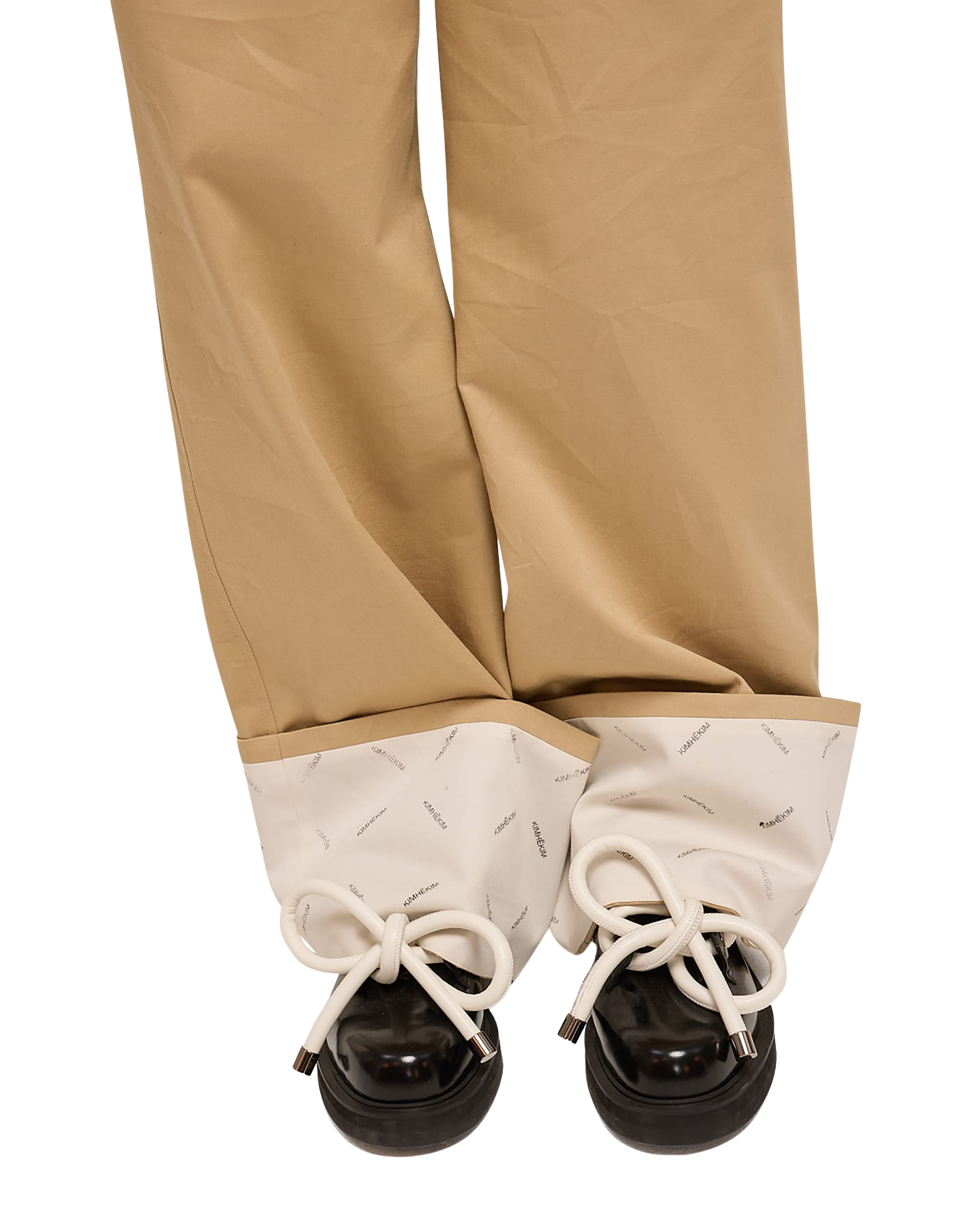 Kimhe Kim - Bicolor Logo Printed Rolled Up Pants (Beige) product image 6 | TRAB K-Fashion Australia