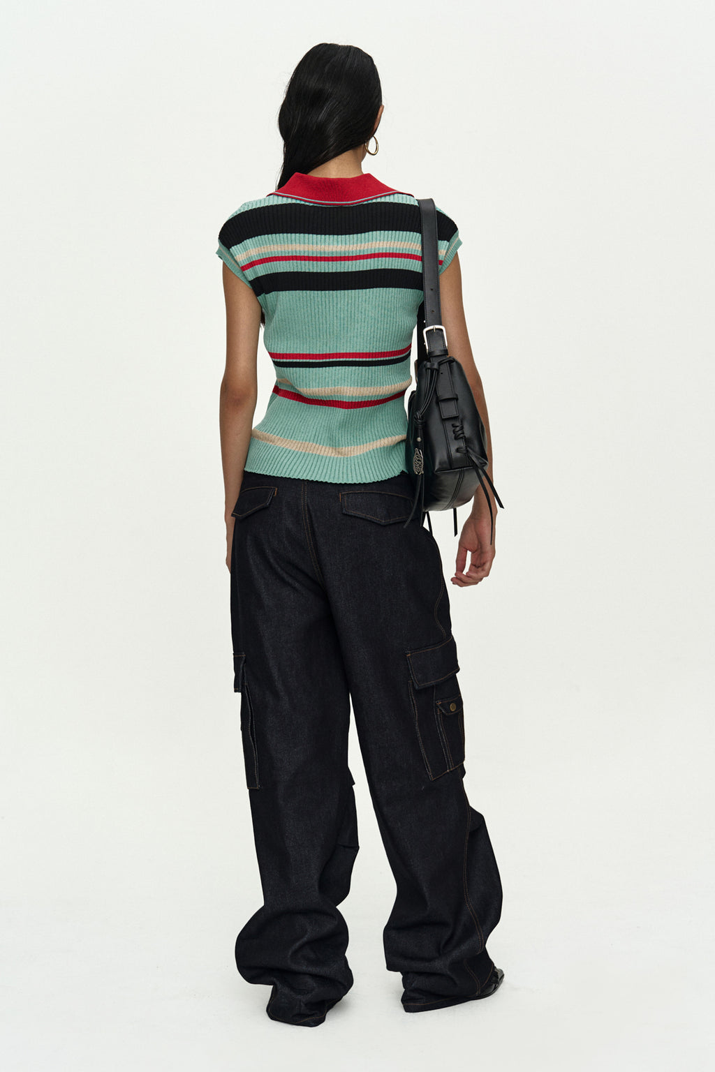 Andersson Bell - Color-Blocked Knit Polo Vest (Blue/Red) product image 3 | TRAB K-Fashion Australia