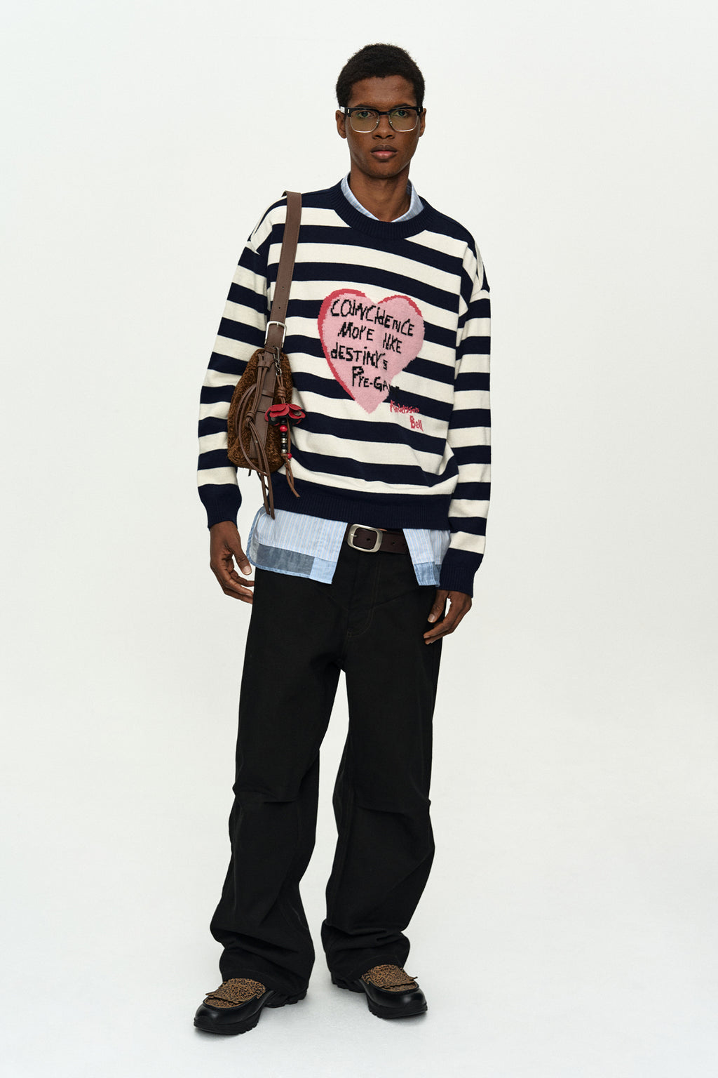 Andersson Bell - Boy's Heart Message Crew-Neck Sweater (Navy/Ivory) product image 2 | TRAB K-Fashion Australia