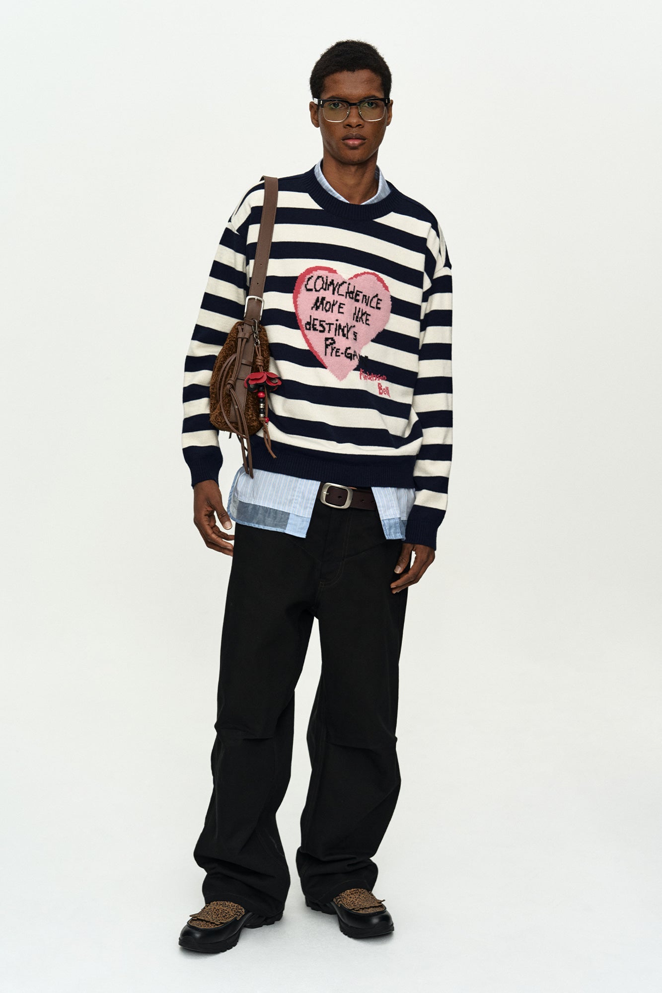 Andersson Bell - Boy's Heart Message Crew-Neck Sweater (Navy/Ivory) product image 2 | TRAB K-Fashion Australia