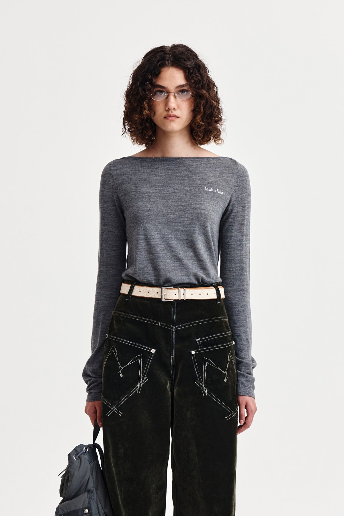 Matin Kim - Essential Boat Neck Knit Top (Grey) product image 1 | TRAB K-Fashion Australia