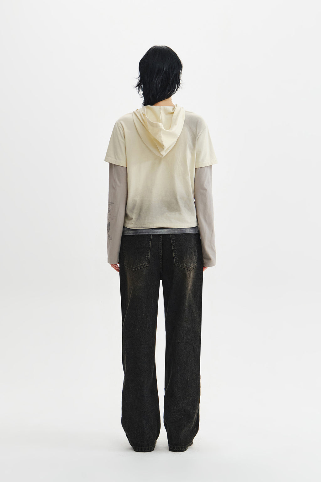 Matin Kim - Dust Washed Layered Hood Top (Butter) product image 8 | TRAB K-Fashion Australia