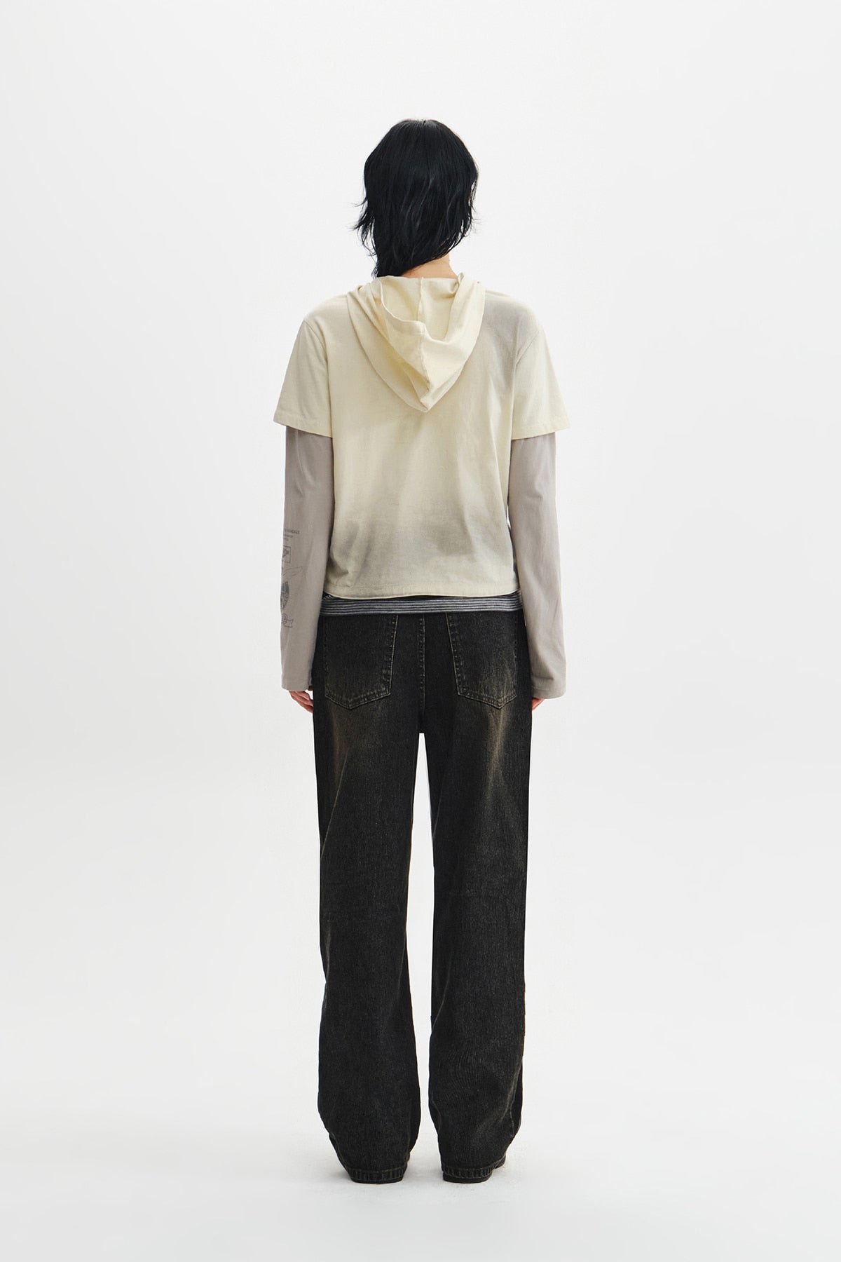 Matin Kim - Dust Washed Layered Hood Top (Butter) product image 8 | TRAB K-Fashion Australia